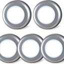 STAR-SPANGLED 5 Pack 2.8 Push Tap Lights, Stick on Touch Puck Lights AAA Battery Operated, LED Sticky Button Lights for Classroom, Kitchen, Under Cabinet, Closet (Sliver, Cool White)