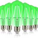 ALAMPEVER ST19/ST58 Green LED Edison Bulbs, Decorative String Light Bulbs, 2W(25W Equivalent), E26 Base, 40LM, Non-Dimmable, 6 Pack
