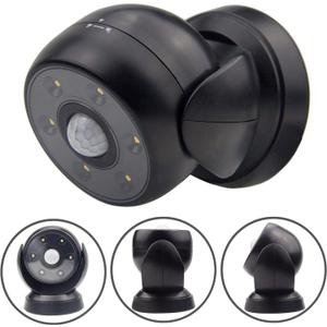 BIGLIGHT Battery Operated Motion Sensor Spotlight, Wireless LED Flood Light Indoor Outdoor, Waterproof Security Lighting, Bright Uplight for Wall Front Door Shed Hallway Bathroom Porch, 200 Lumen (Black)