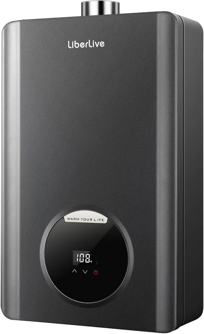 Propane Gas Tankless Water Heater, Indoor Max 3.6 GPM, 80,000 BTU On Demand Instant Hot Water Heater Propane Gas with LED Temperature Control Panel, 1/2" NPT Connector Size, Gray
