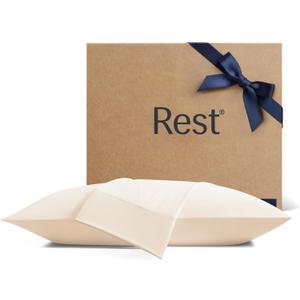 REST Evercool+ Cooling Pillowcases King - 2 Pillowcases for Sensitive Skin, Silver Infused Fabric for Hygienic Sleep, Silky Smooth for Curly Hair, High Elastic for Snug Fit (19x35 inches) (Snow Ivory)