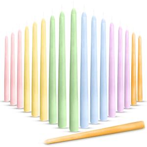 Nuanchu 60 Pcs Taper Candles 10 Inch (H) Dripless Tapered Smokeless Long Tall Unscented Dinner Candle for Easter Party Wedding Home Decor Candlesticks, Long Burning (Candy Color)