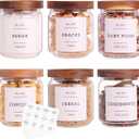 6 Set Glass Pantry Storage Jars with Acacia Airtight Lid - 15oz Thicken Glass Kitchen Canisters with 132 Pantry Labels - Clear Glass Food Storage Containers with Wood Lid for Tea,Sugar,Spice,herbs
