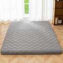 MAXYOYO Japanese Floor Futon Mattress Queen Size, 3" Thicken Tatami Sleeping Pad Foldable Roll Up Mattress, Portable Floor Mattress Pad for Adults, Guest Room, Camping, Grey