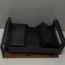 OPNICE Desk Organizers and Accessories, Dual Monitor Stand Riser with Drawer and 2 Pen Holders, Desk Shelf Wood Computer Racks for Office Workspace Organizers, Desktop Organization (Rustic Brown)