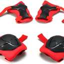 Roller Skate Guards 6piece Set Children Balance Bike Scooter Knee Guards 2 Wrist Guards 2 Hand Guards 2 Sports Safety Protection (Red)