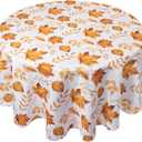 Romanstile Fall Round Tablecloth 70 Inch,Thanksgiving Autumn Harvest Orange Maple Leaf Table Cloths, Stain Resistant Farmhouse Table Cover for Thanksgiving Holiday Dinner Party