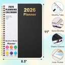 2 x Timart 2026 Planner, Weekly and Monthly Planner, January 2026 - December 2026, Hardcover 2026 Calendar Planner Book with Tabs, Inner Pocket For Women & Men, Perfect for Office School Home, A4(8.5" x11")-Black