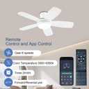 KNUN 42 Inch Ceiling Fan with Light and Remote/App Control, Low Profile Ceiling Fans with Lights,Flush Mount, Double-sided Blades, 3CCT, Dimmable, Noiseless, white Ceiling Fan for Indoor/Outdoor Use