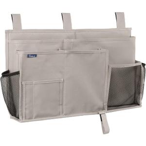 Surblue Bedside Caddy Hanging Bed Organizer Storage Bag Pocket for Bunk and Hospital Beds, College Dorm Rooms Baby Bed Rails, Camp (8 Pockets),Gray (Large)
