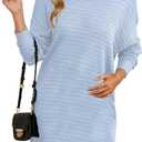 Dokotoo Womens Sweater Dresses 2025 Trendy Casual Crew Neck Long Sleeve Textured Pullover Knit Dress (Medium, Sky Blue)