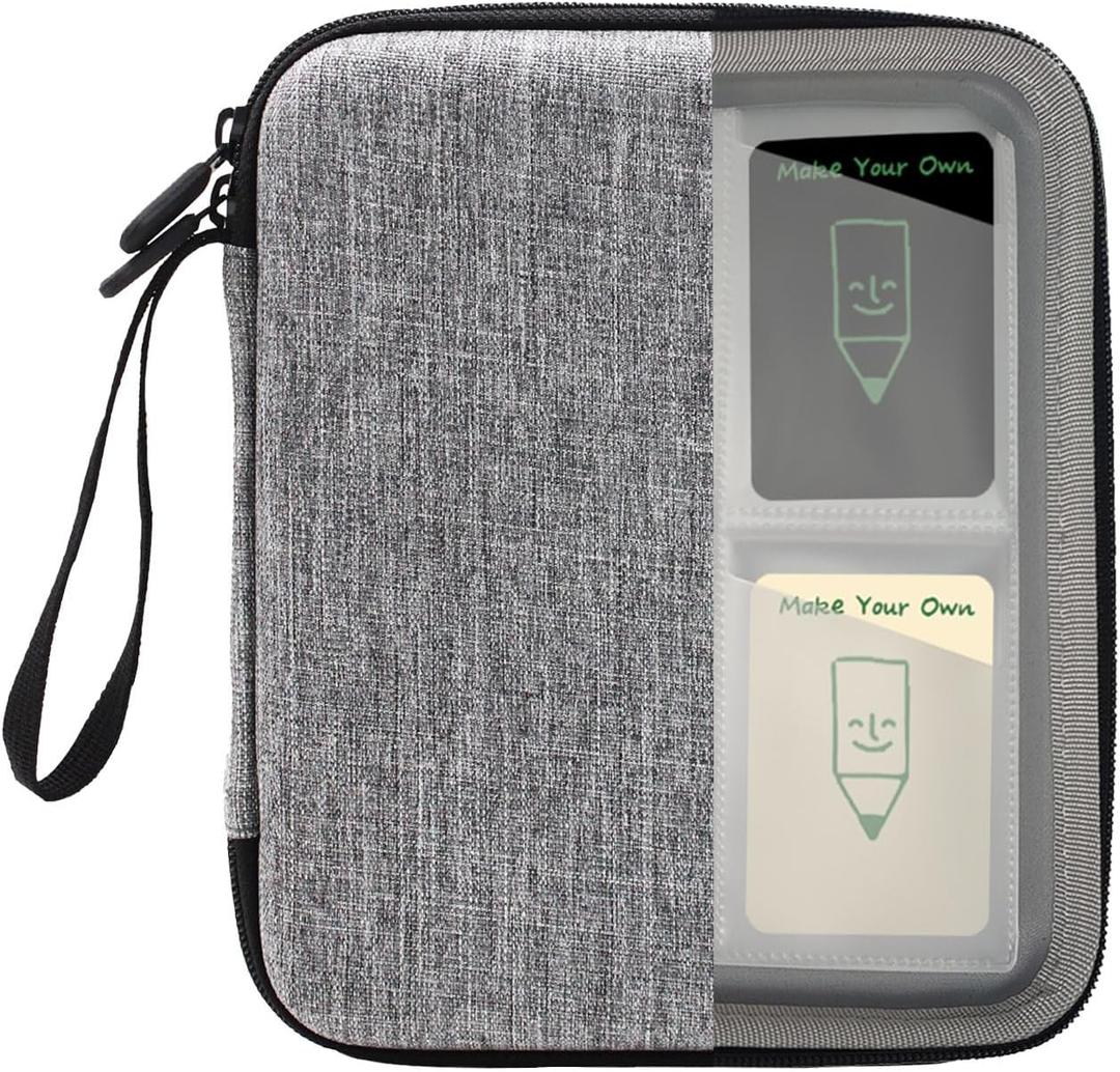 Card Case for Yoto cards 120 Pockets, Large Capacity Portable Folder with 2 Zipper and Carry Strap, Card Binder Holder with Sleeves for Travel (Grey)