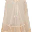 OYOANGLE Women's Lingerie Set 2 Piece Mesh Lace Sheer Chemise and G String Babydoll Nightwear (Apricot), Large