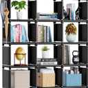 Mavivegue Book Shelf, 12 Cube Storage Organizer, DIY Bookcase, Metal Cube Bookshelf, Cubbies Closet Storage Organizer Shelves for Bedroom,Living Room,Home,Office (12-Grid, Black)