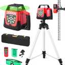 VEVOR Rotary Laser Level Kit, 2000ft 360-Degree Self Leveling Green Horizontal Laser Transit,with Tripod,Receiver,Remote Control, Scale, Toolcase, IP66 Rating Waterproof, 0.80in/100ft for Construction