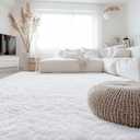 OLANLY 8x10 Machine Washable Large Area Rugs for Living Room, Bedroom, Soft Fluffy Shaggy Bedside Rug, Indoor Floor Carpet for Kids Girls and Boys, Dorms, Nursery, Home Decor Aesthetic, White