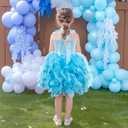 Blue Tutu Dress for Girls Fancy Sparkly Sequin Tulle Princess Party Dress for Kids Baby Girls Wedding Pageant Sneaker Ball Gown Prom Dance Frozen Birthday Christmas Outfit 5-6T