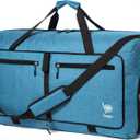 Bago Foldable Duffel Bags for Traveling Women & Men - 60L Medium Packable Duffle Bag for Travel with Shoe Compartment - Water Repellant, Heavy Duty, Lightweight Folding & Collapsible (SnowBlue)