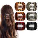 Obeoby 6 PCS Flat Hair Clips, Medium Flat Claw Clips French Hair Barrettes Accessories for Women Girls (Tortoiseshell) (Leopard)
