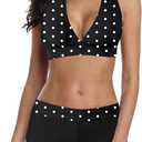 Century Star Women Two Piece Swimsuit with Boy Shorts - Modest Swimming Suits High Waisted Bathing Suits Bikini Set (Black, L)