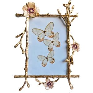 Gold Frame,golden branches Textured Picture Frame,Vertical Display,Tabletop & Wall Display,Perfect for Home Decor,Commemorate Wedding and Graduation,Art,1-Pack (Gold-Pink, 4 * 6inch)