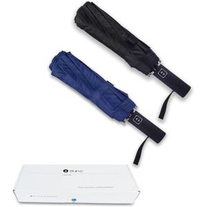 46 Inch Compact Umbrellas for Rain - Travel Small Umbrella - Automatic Folding Umbrella - Windproof Portable Umbrella, Double 10-rib ((2 pack)black+blue)