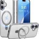 TORRAS Magnetic for iPhone 16 Case with Stand, Built-in Stand Compatible with MagSafe, 3X Military-Grade Protection, Translucent Slim Phone Case for iPhone 16 6.1'', Matte Gray (iPhone 16 6.1 inch, Gray)