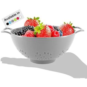 Meadow Lane 6-inch Small Colander, BPA-Free, Dishwasher Safe, Double Handles, Compact Food Strainer for Berries, Veggies and Pasta, 3-Cup Capacity, Silver Gray
