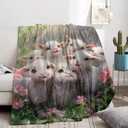 Adorable Goat Blanket Soft Cozy Flannel Throw Blanket, Warm Yet Lightweight Goats and Flowers Rainy Day Blankets for Travel, Couch, Bed, for Adults Women Men, Fuzzy Outdoor Comfort Wrap 60"50", 60x50 Inch