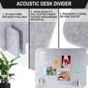 Fabbay 2 Pcs Acoustic Freestanding Desk Divider Desk Partition 16 x 24 Inch Table Freestanding Privacy Panel Visual Distraction and Noise Reducing for Office Classroom (Silver Gray)