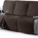 TAOCOCO 100% Waterproof Recliner Couch Covers, Recliner Sofa Covers with Leg Straps, 1-Piece Washable Reclining Sofa Cover with Pocket Couch Protector for Pets Kids(3 Seater, Chocolate)