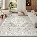zesthome 6x9 Area Rug, Super Soft Washable Rugs for Living Room, Non-Slip Stain Resistant Vintage Rugs, Ultra-Thin Large Area Rugs (Beige,6'x9')