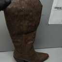 DANAZANA Knee High Cowgirl Boots For Women Wide Calf Tall Western Embroidered Cowboy Boots With Side Half Zip 9