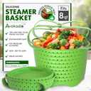 Avokado Silicone Steamer Basket for 8qt Instant Pot [3qt, 6qt avail], Ninja Foodi, Other Pressure Cookers - 100% Food Safe, BPA-Free, Dishwasher Safe Collapsible Vegetable Steamer Basket & Strainer (Green)