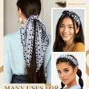 AWAYTR Women Triangle Head Scarf 3Pcs Tie Back Hair Bandanas for Women with Metal Studs - Head Coverings Cute Headscarf (Zebra - Black + White + Khaki)