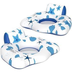 CACSPS Inflatable Pool Floats Adult, Floating Lounge Chairs with Cup Holders, Heavy Duty Blow Up Pool Floats Chair for Summer Water Fun, Beach, Lake, or Pool Party