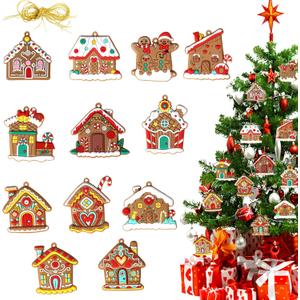 Christmas Gingerbread House Decorations PVC Soft Glue Hanging Christmas Tree Decoration Scene Layout Props (12)