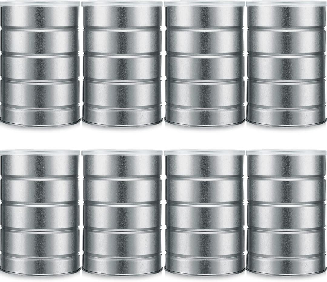 Jadive 8 Pcs Empty Coffee Cans with Lids Metal Tin Can for Kitchen Storage Loose Leaf Tea Containers Round Coffee Tin Metal Canister Tea Sugar Storage Packaging or Arts Crafts
