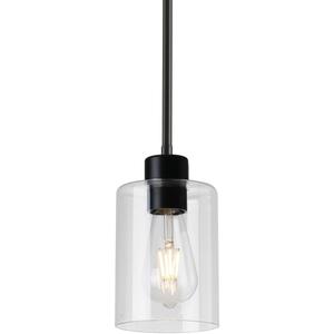 Black Pendant Lights Kitchen Island,Modern Farmhouse Glass Pendant Light,Light Fixture Kitchen Pendant Mini Hanging Light Fixture for Sink (1 Pack Black stem Rod)