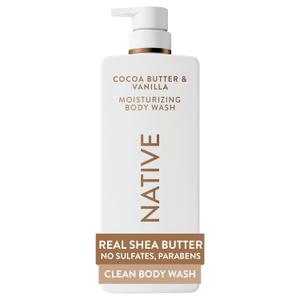 Native Moisturizing Body Wash, Cocoa Butter & Vanilla, 24-Hour Hydration for Dry Skin, Made with Real Shea Butter, Sulfate & Paraben Free, 22 oz