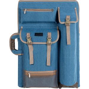 TRANSON Art Portfolio Case Artist Backpack Canvas Bag Large 26 x 19.5 (Turquoise Green)