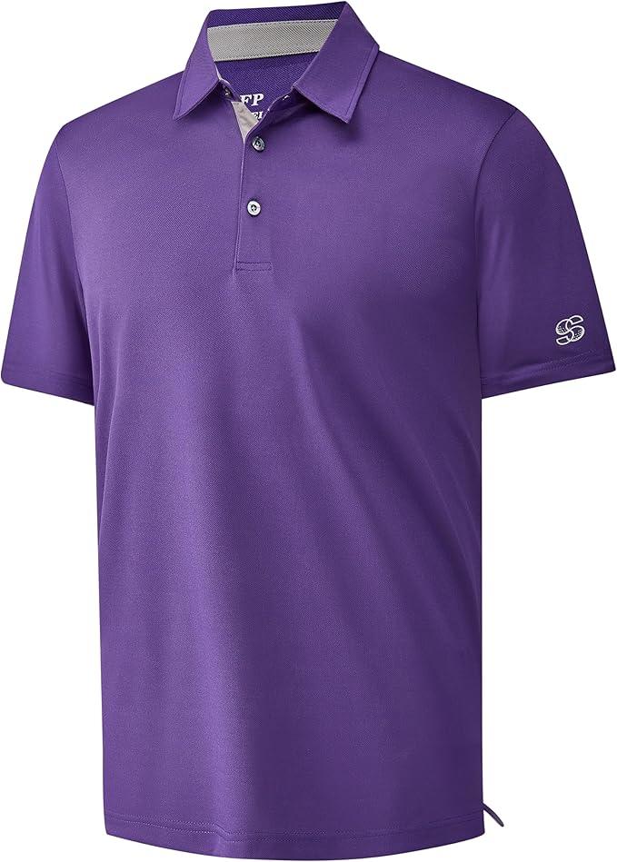 Mens Golf Shirt Short Sleeve Moisture Wicking Dry Fit Performance Solid Pique Collared Golf Polo Shirts for Men L