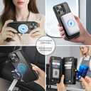 Defencase for iPhone 14 Pro Max Magnetic Wallet Case Compatible with Magsafe with RFID Blocking Zipper Strap Card Holder for Women Men, PU Leather Detachable Case for iPhone 14 Pro Max (6.7"), Black