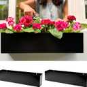 LaLaGreen Wall Planter (24 Inch, 2 Pack) Rectangular Metal Hanging Flower Pot for Succulents Carbon Steel Black, Long Window Sill Box Modern Fence Floating Garden Shelf for Deck Indoor Outdoor Decor