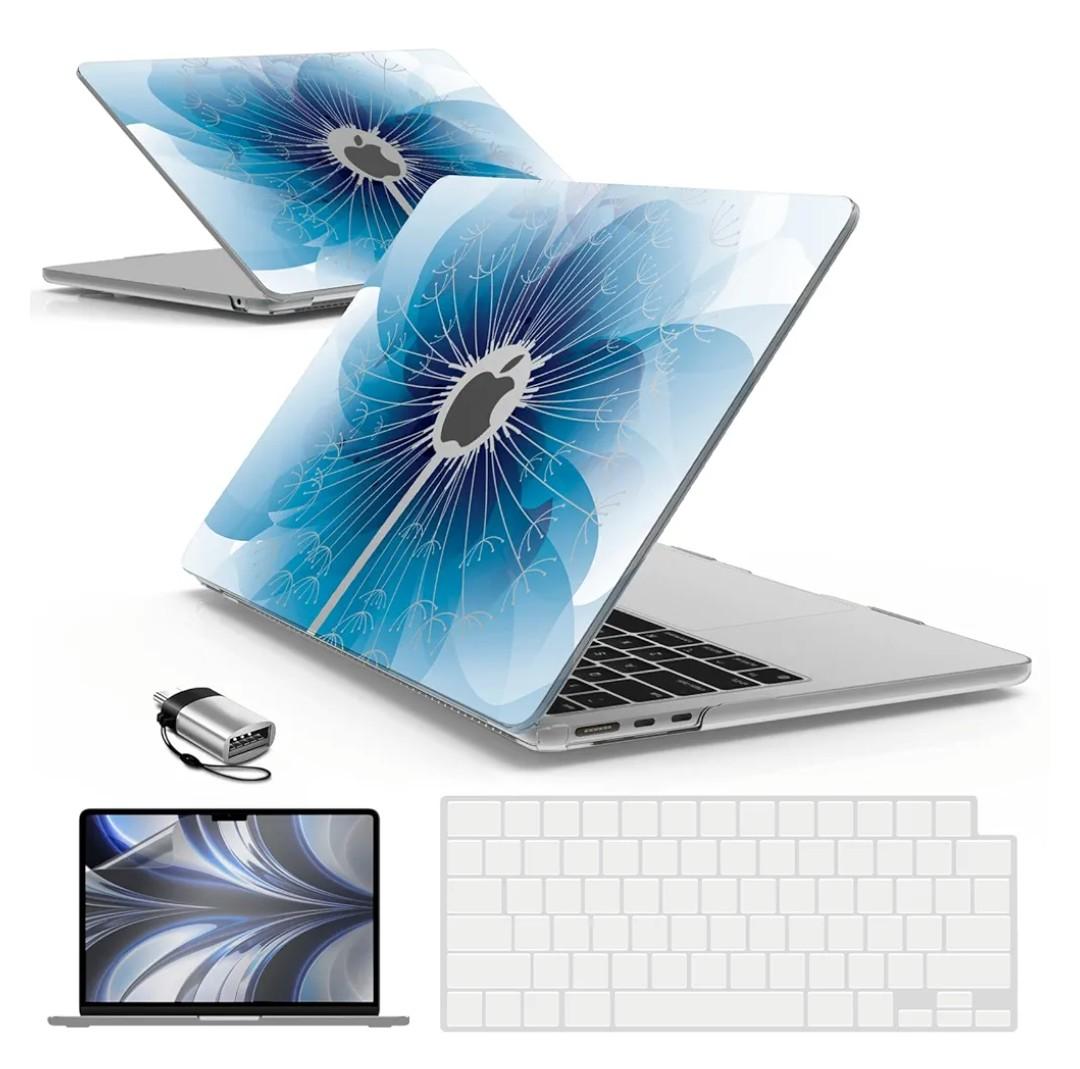 IBENZER Compatible with 2025 2024 2023 2022 MacBook Air 13 inch Case M4 A3240 M3 A3113 M2 A2681, Hardshell Case & KeyboardCover & ScreenFilm & Type-C for Mac Air 13.6, Dandelion, AT13-KK-PGY+2TC