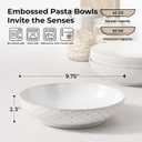 Y YHY Large Pasta Bowls, 45 oz Embossed Salad Bowls for Serving Soup, Noodle, Dessert, Dinner, Kitchen Deep Plates, 9.75" Porcelain Shallow Bowls, Soft White Dishes for House-warming Wedding Present