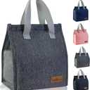 Mziart Minimalist Lunch Bag, Reusable Insulated Bag for Women Men Box Container Leakproof Simple Bento Tote Adults Cooler Work Office Picnic or Travel (Grey) M23HK-LB-005-JJ (Gray)
