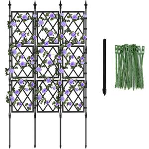 Garden Trellis for Climbing Plants Outdoor 5.25 FT, Plastic Coated Iron Pipe Metal Support Wall Tall Plant Trellis Fence with 20 Ties for Ivy Vines Rose