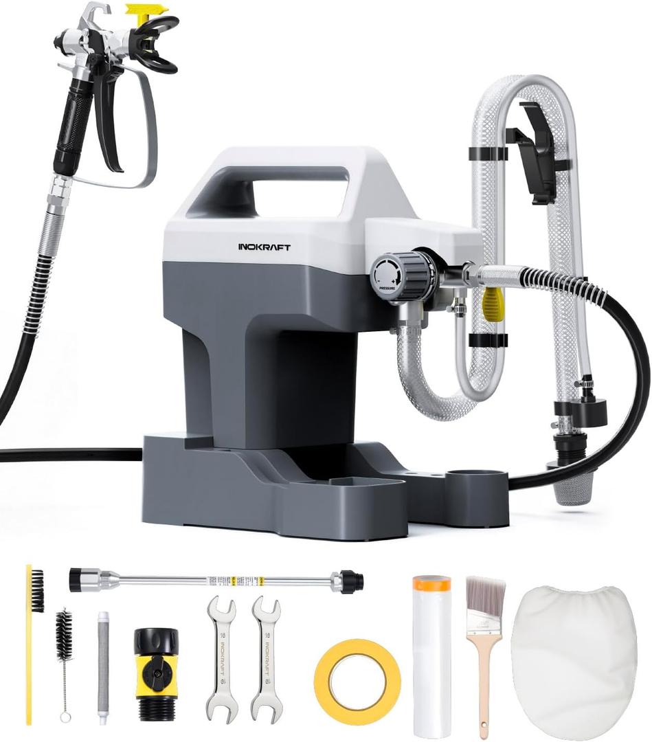InoKraft NEO Airless Paint Sprayer Kit for House Painting, DIY Beginners' Choice with Accessories Storage Space, Lightweight Design, Quick Clean for Home Interior and Exterior Furniture and Fences