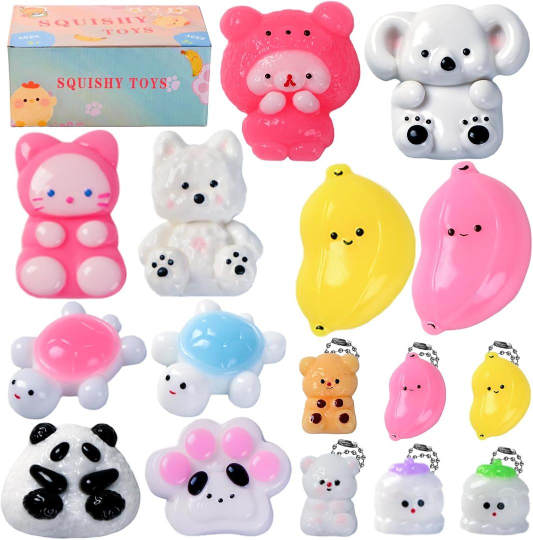16 Pack Taba Squishy Toys, Mochi Squishies Stress Relief Fidget Toys for for Kids and Adults, Birthday Party Favors for Boys and Girls, Easter Gifts Easter Basket Stuffers Classroom Prizes